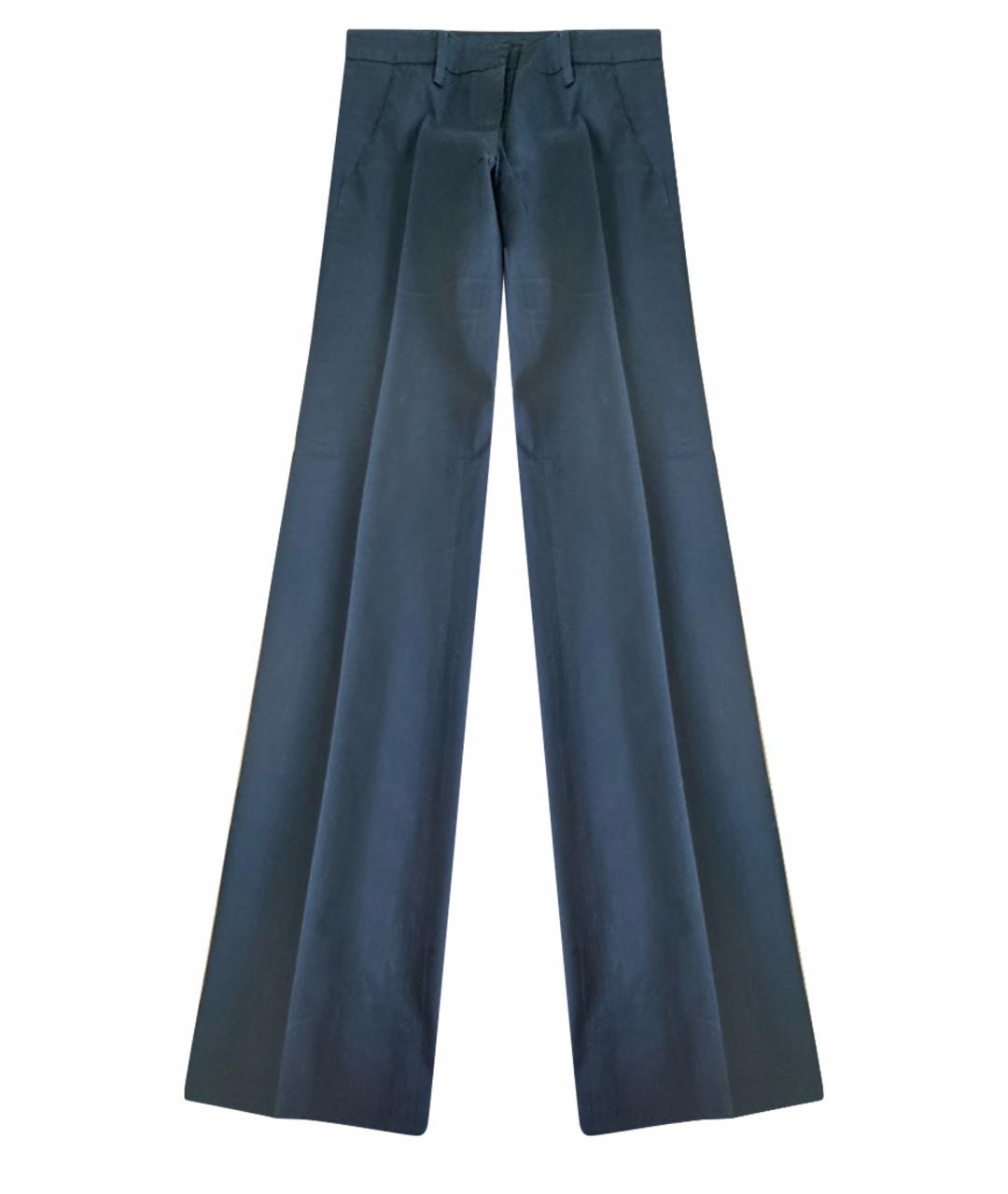 PRADA Темно-синие хлопковые прямые брюки, фото 1