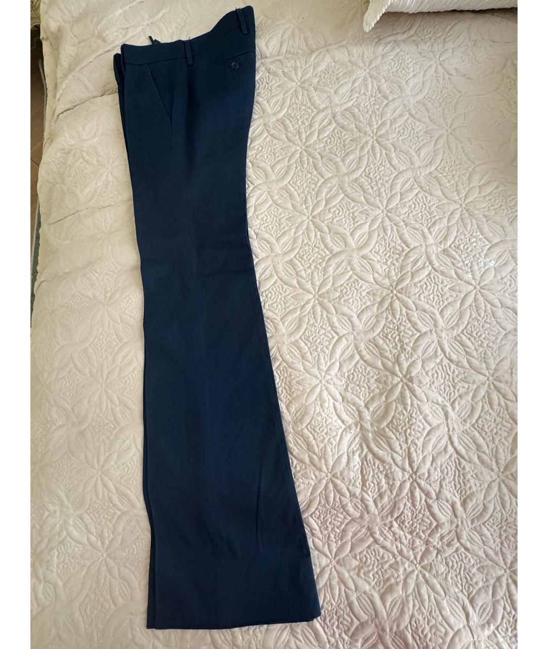 PRADA Темно-синие хлопковые прямые брюки, фото 3