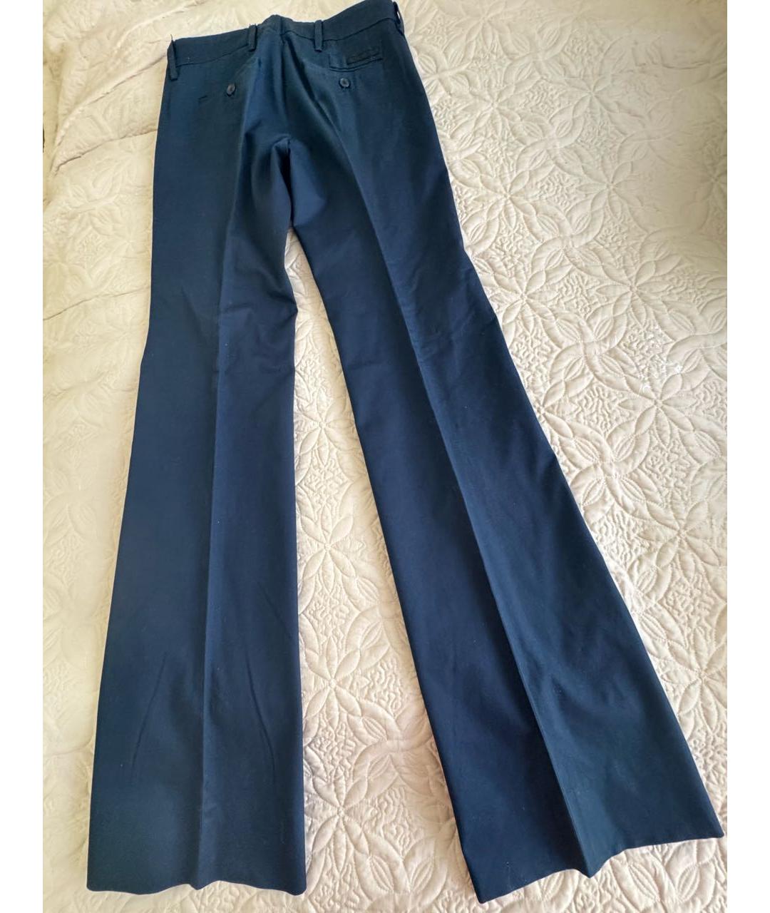 PRADA Темно-синие хлопковые прямые брюки, фото 2