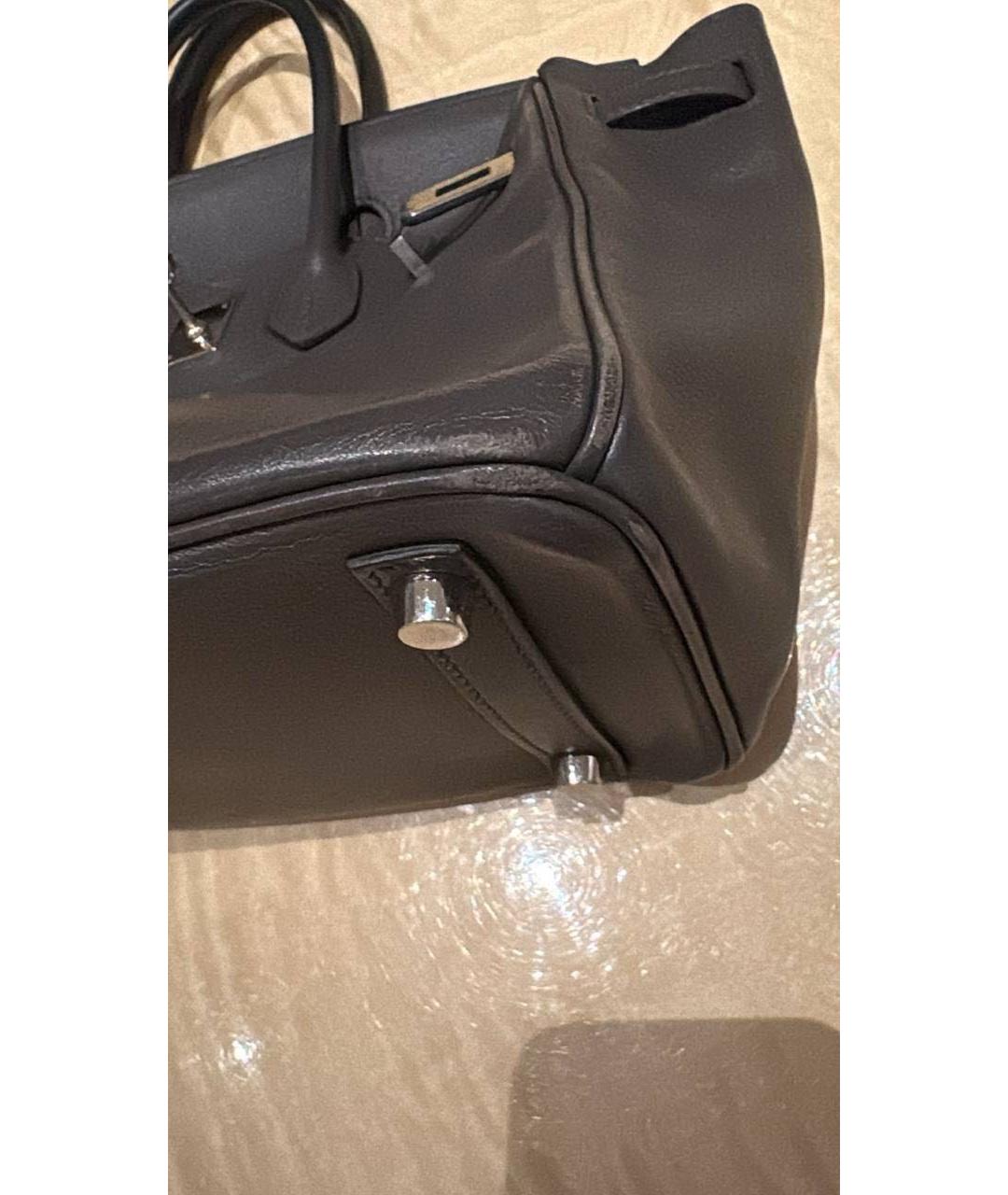 HERMES Антрацитовая кожаная сумка с короткими ручками, фото 8