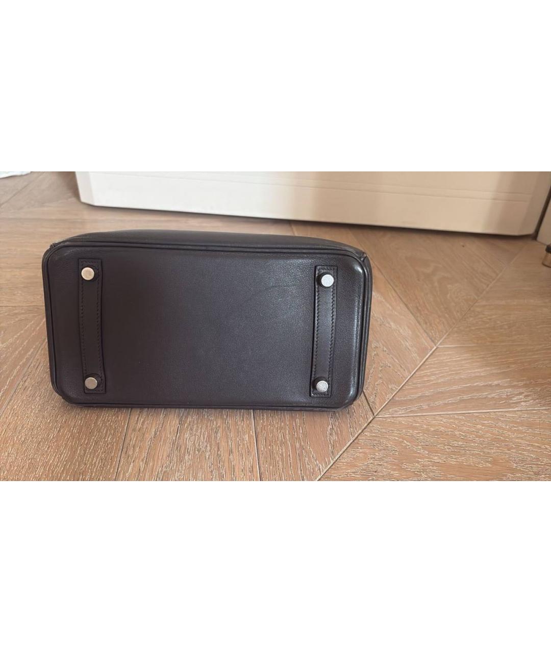 HERMES Антрацитовая кожаная сумка с короткими ручками, фото 6