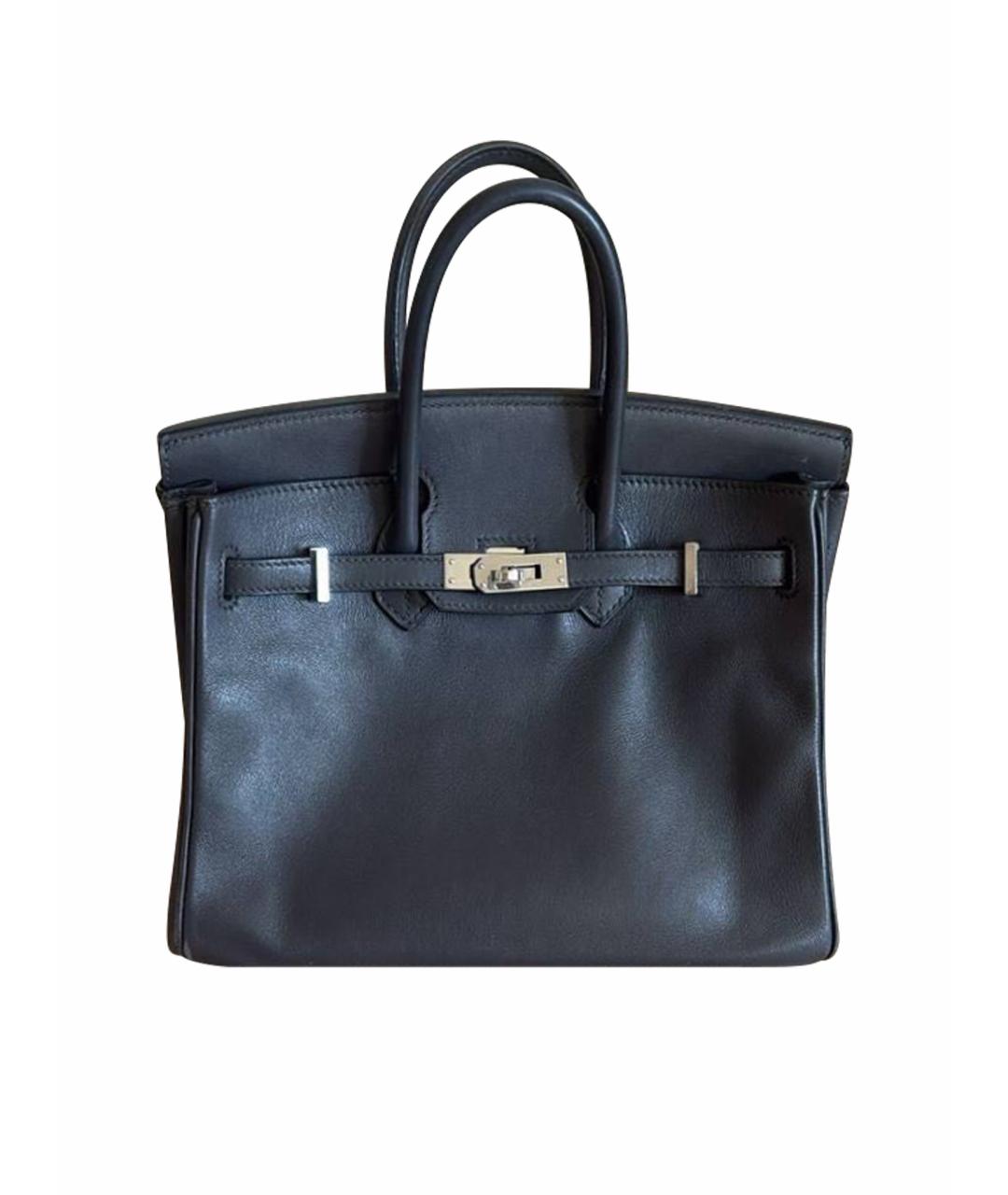 HERMES Антрацитовая кожаная сумка с короткими ручками, фото 1