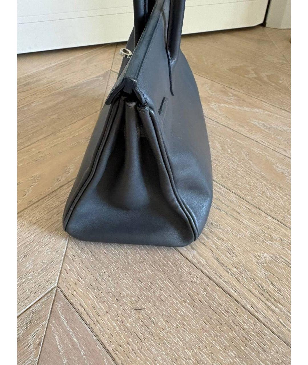 HERMES Антрацитовая кожаная сумка с короткими ручками, фото 5