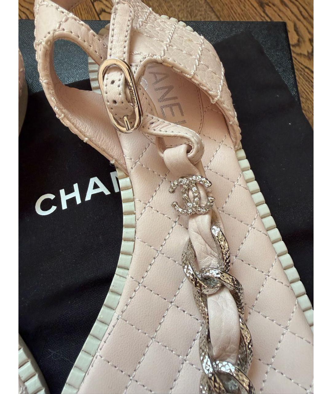 CHANEL Розовые кожаные сандалии, фото 3