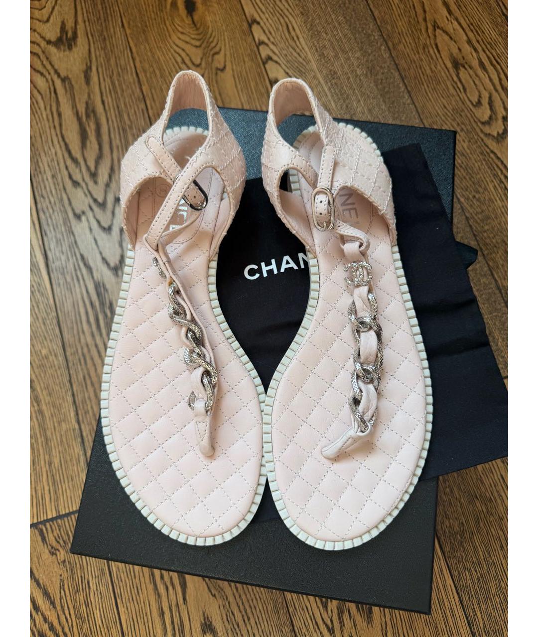 CHANEL Розовые кожаные сандалии, фото 8