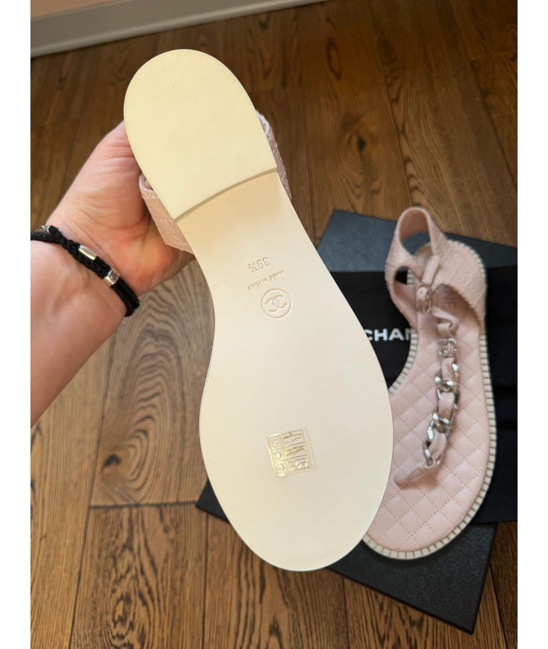 CHANEL Розовые кожаные сандалии, фото 6
