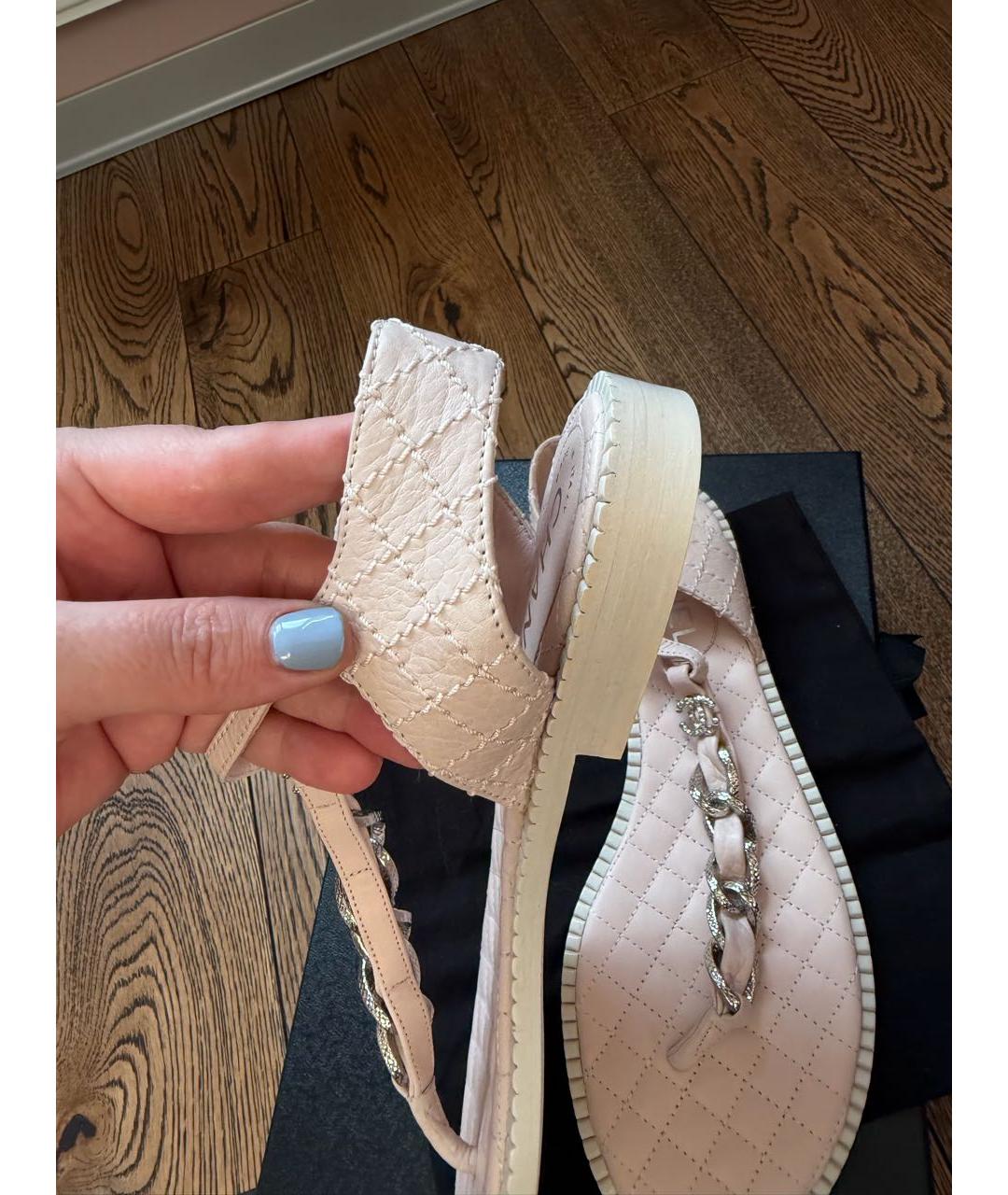 CHANEL Розовые кожаные сандалии, фото 4