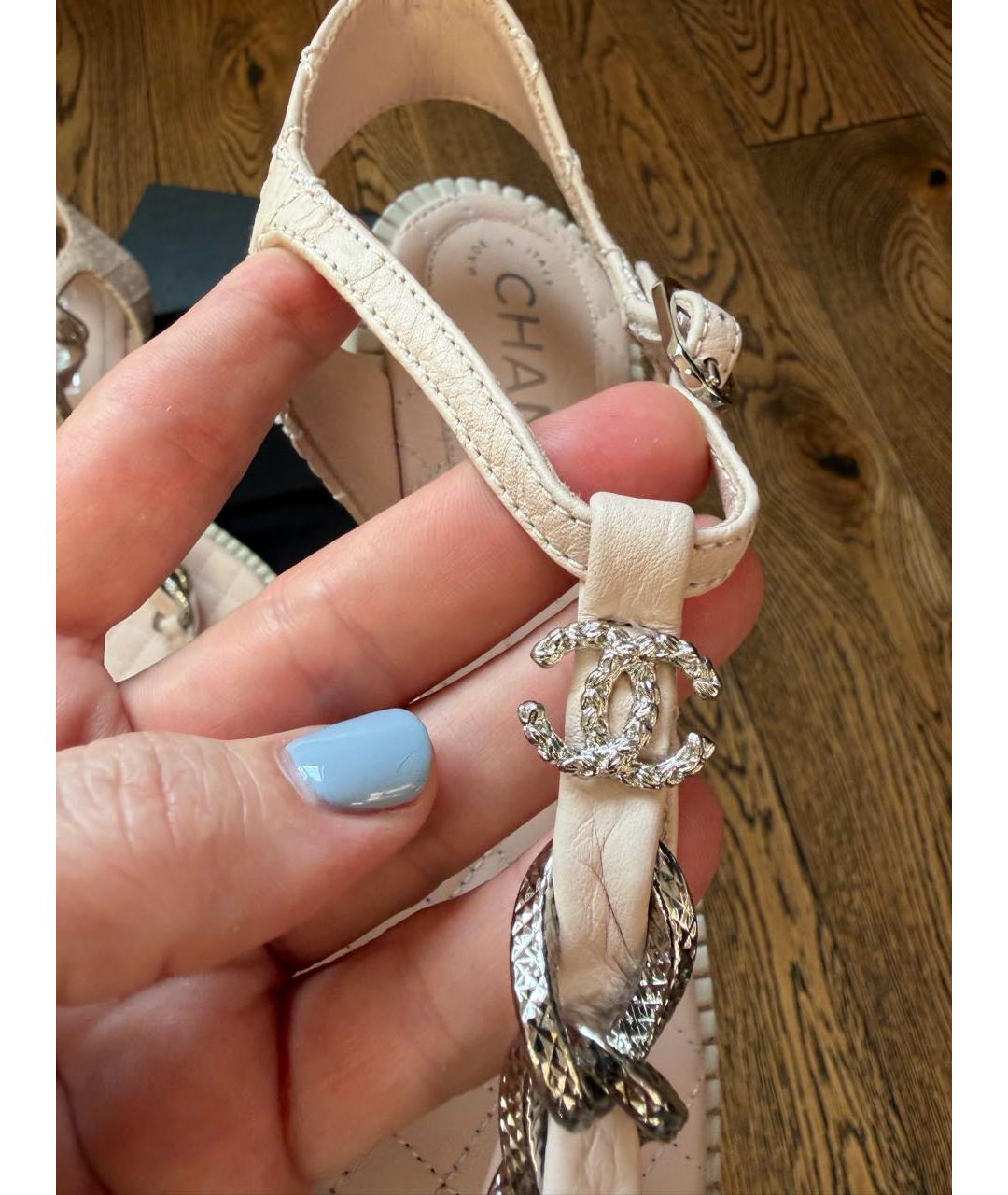 CHANEL Розовые кожаные сандалии, фото 7