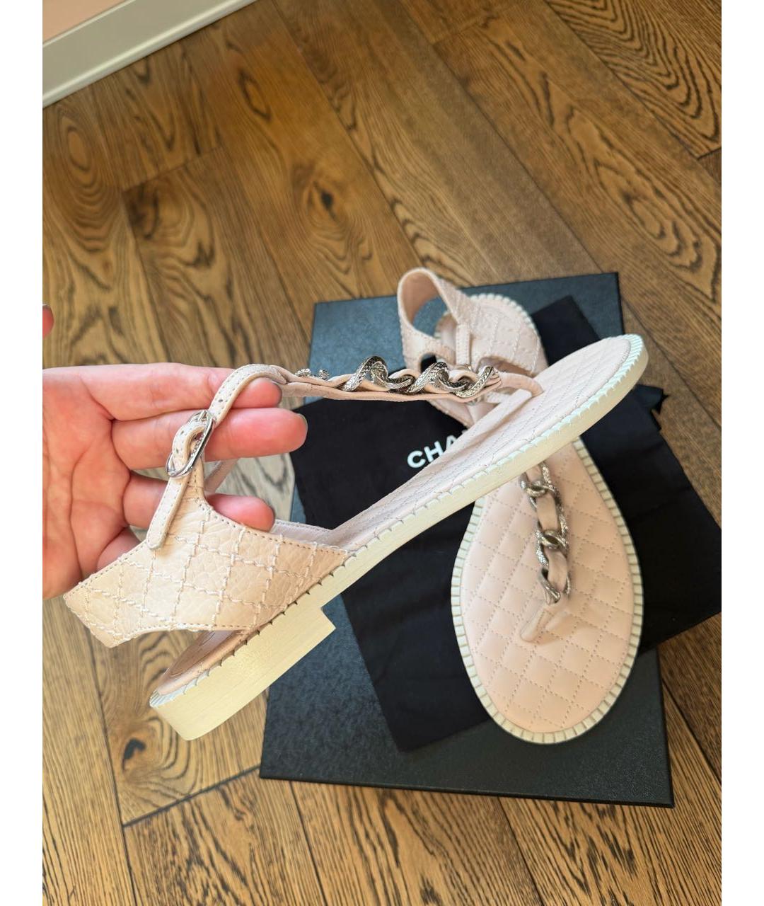 CHANEL Розовые кожаные сандалии, фото 5