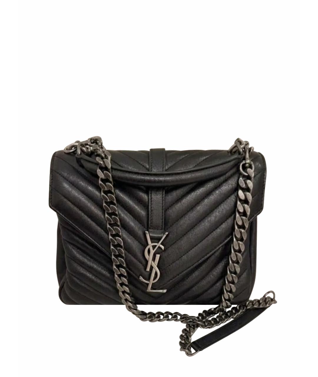 SAINT LAURENT Черная кожаная сумка через плечо, фото 8