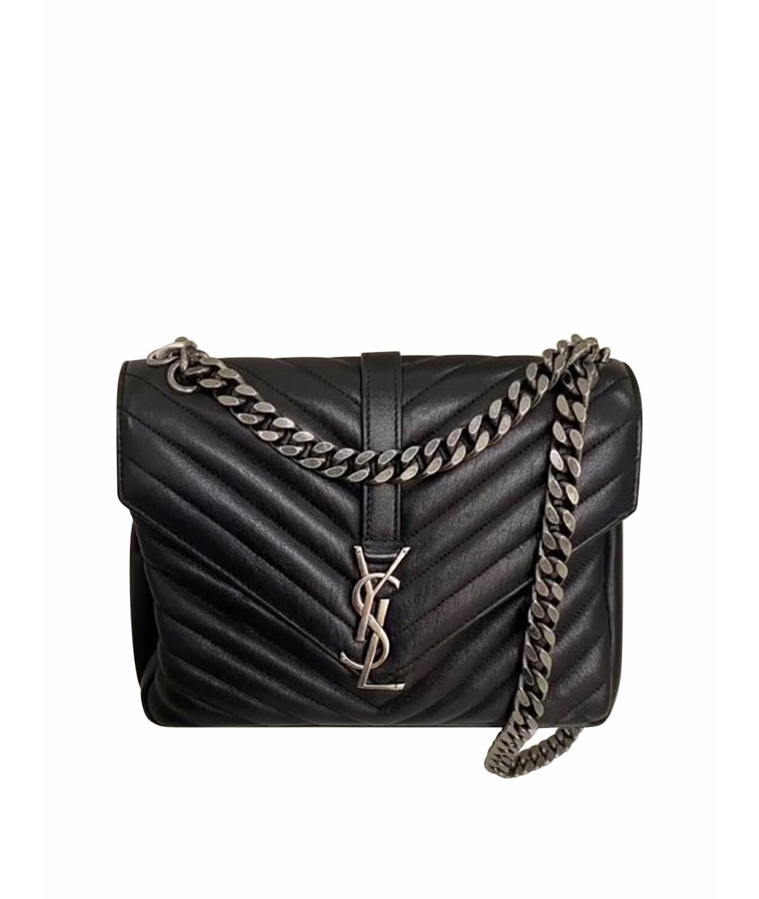 SAINT LAURENT Черная кожаная сумка через плечо, фото 1