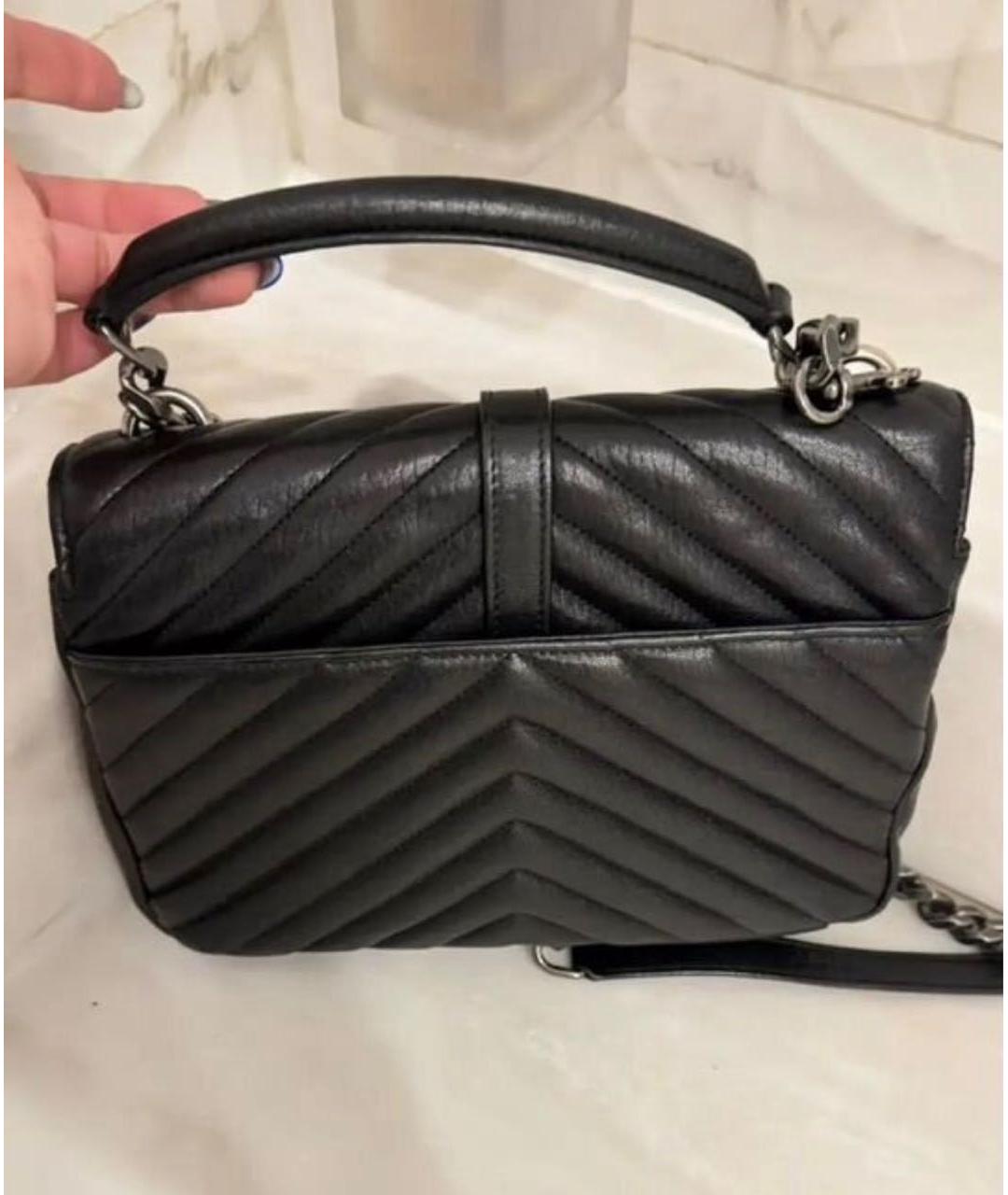 SAINT LAURENT Черная кожаная сумка через плечо, фото 2