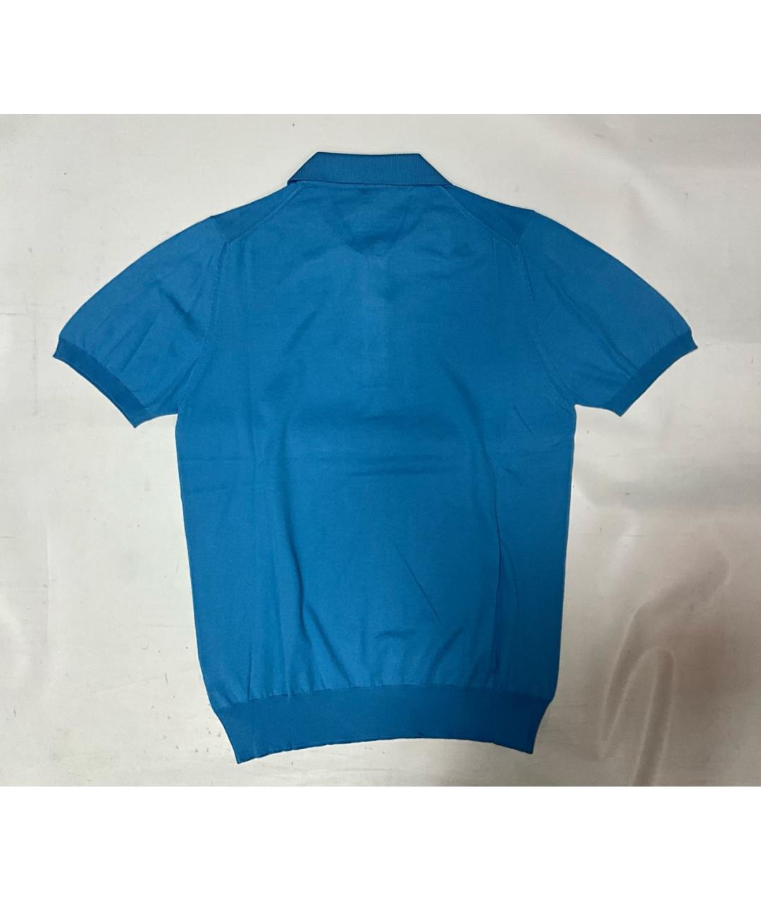 KITON Голубое хлопковое поло с коротким рукавом, фото 6