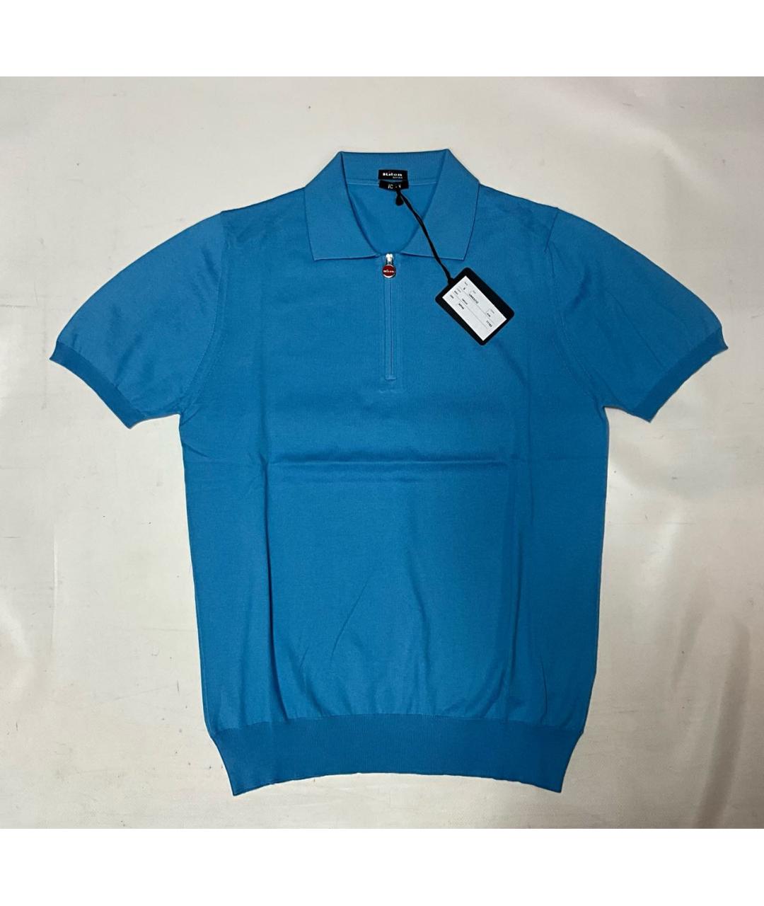 KITON Голубое хлопковое поло с коротким рукавом, фото 8