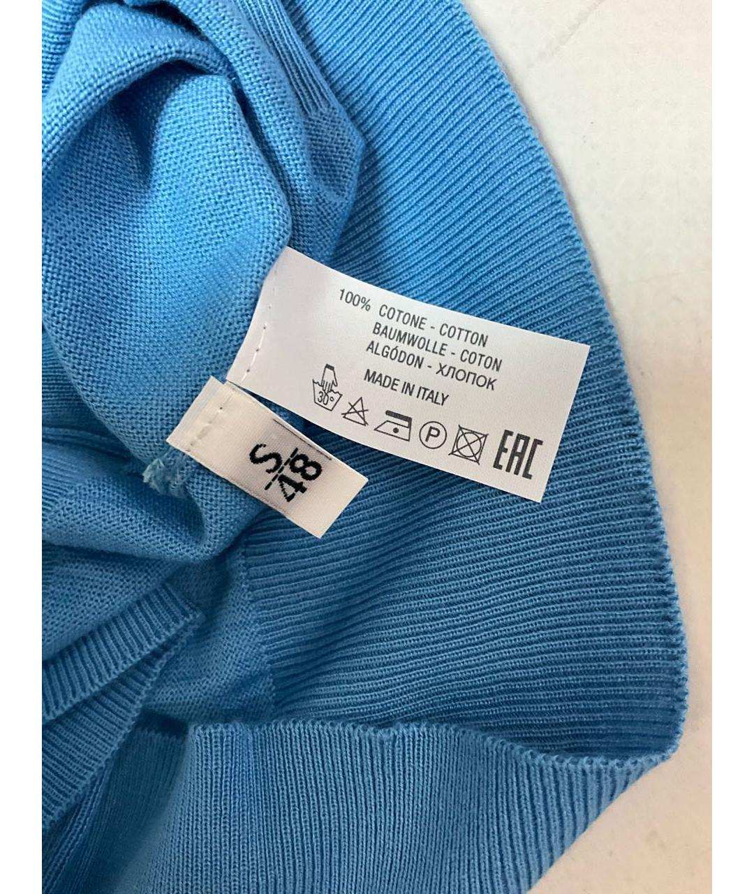 KITON Голубое хлопковое поло с коротким рукавом, фото 7