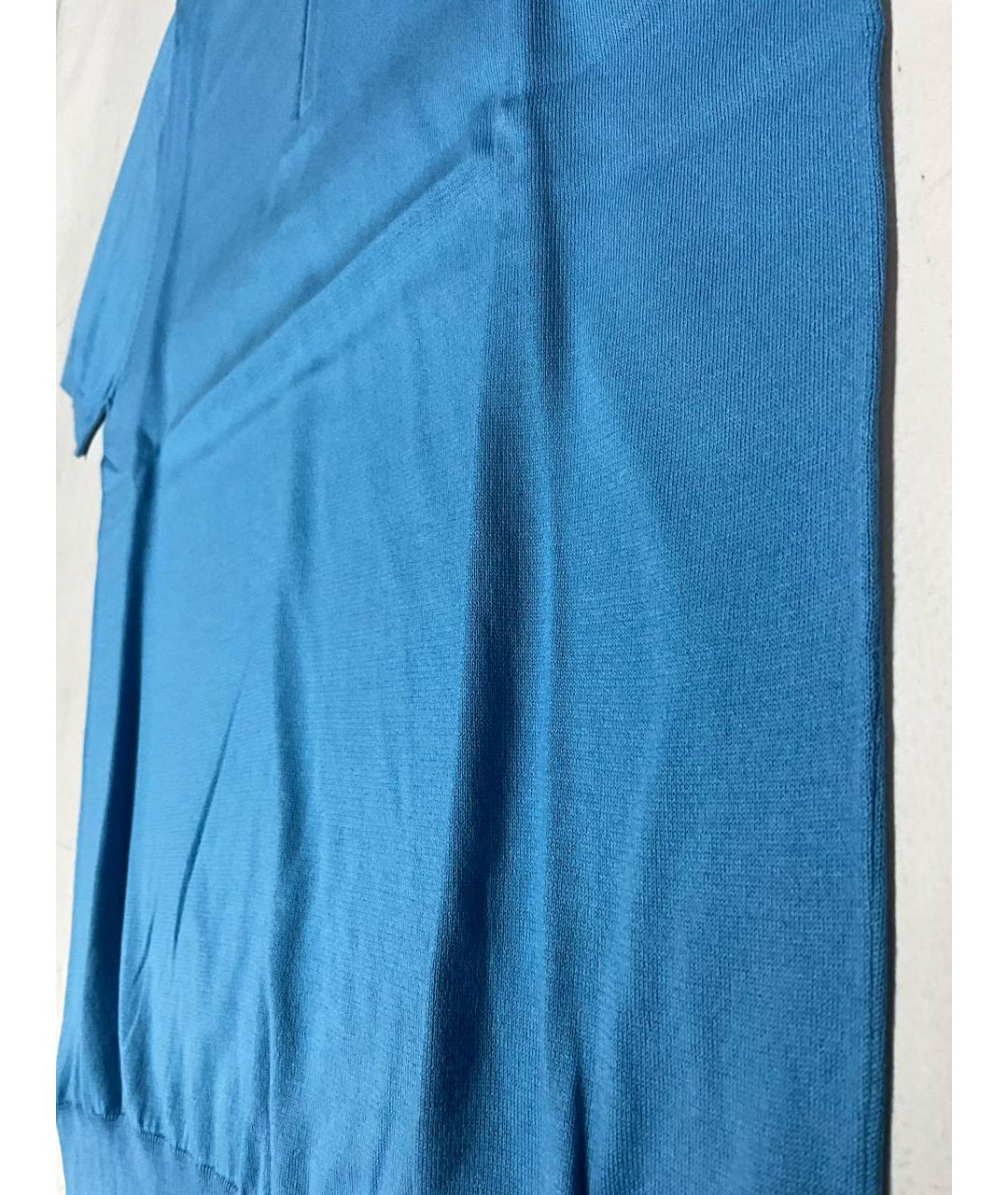 KITON Голубое хлопковое поло с коротким рукавом, фото 2