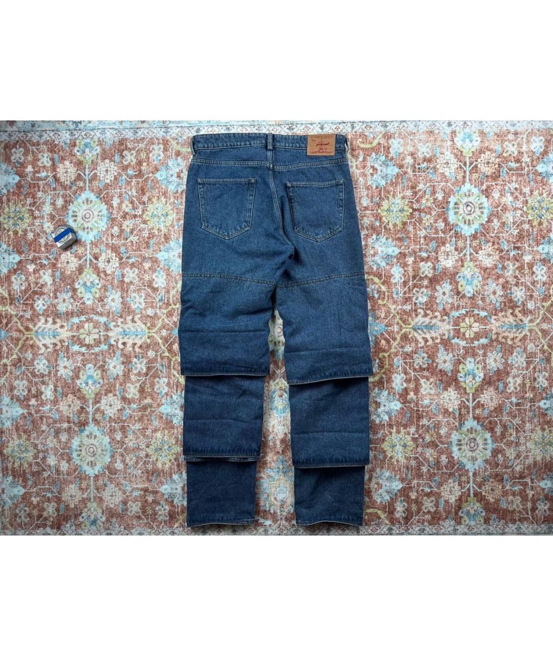 Y/PROJECT Синие хлопковые прямые джинсы, фото 2