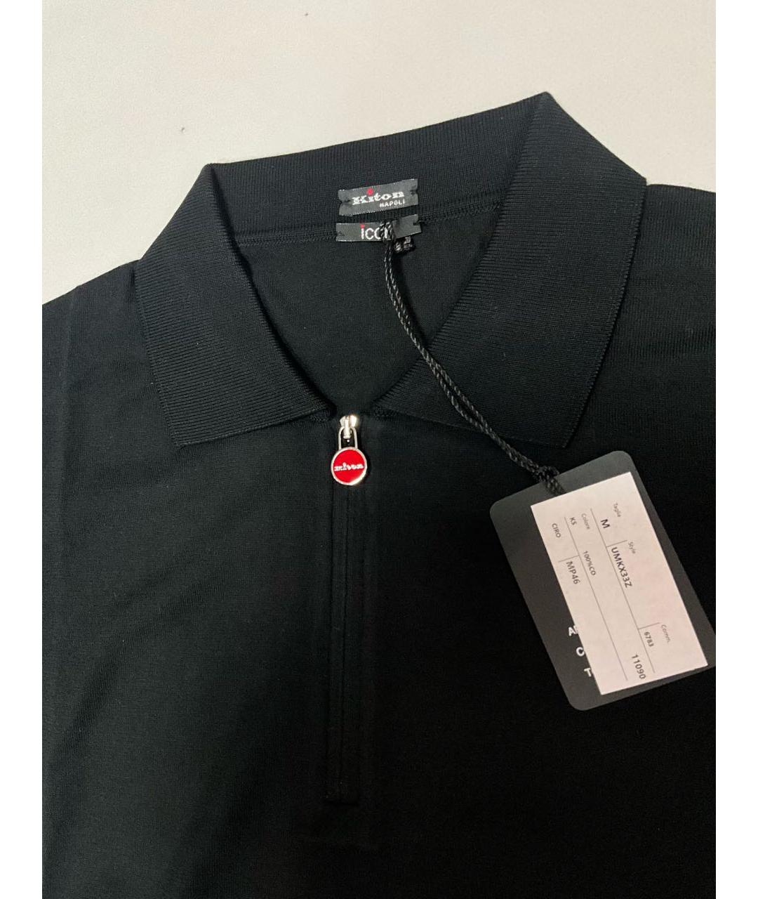 KITON Черное хлопковое поло с коротким рукавом, фото 4