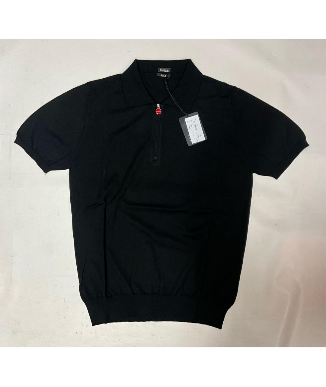 KITON Черное хлопковое поло с коротким рукавом, фото 9