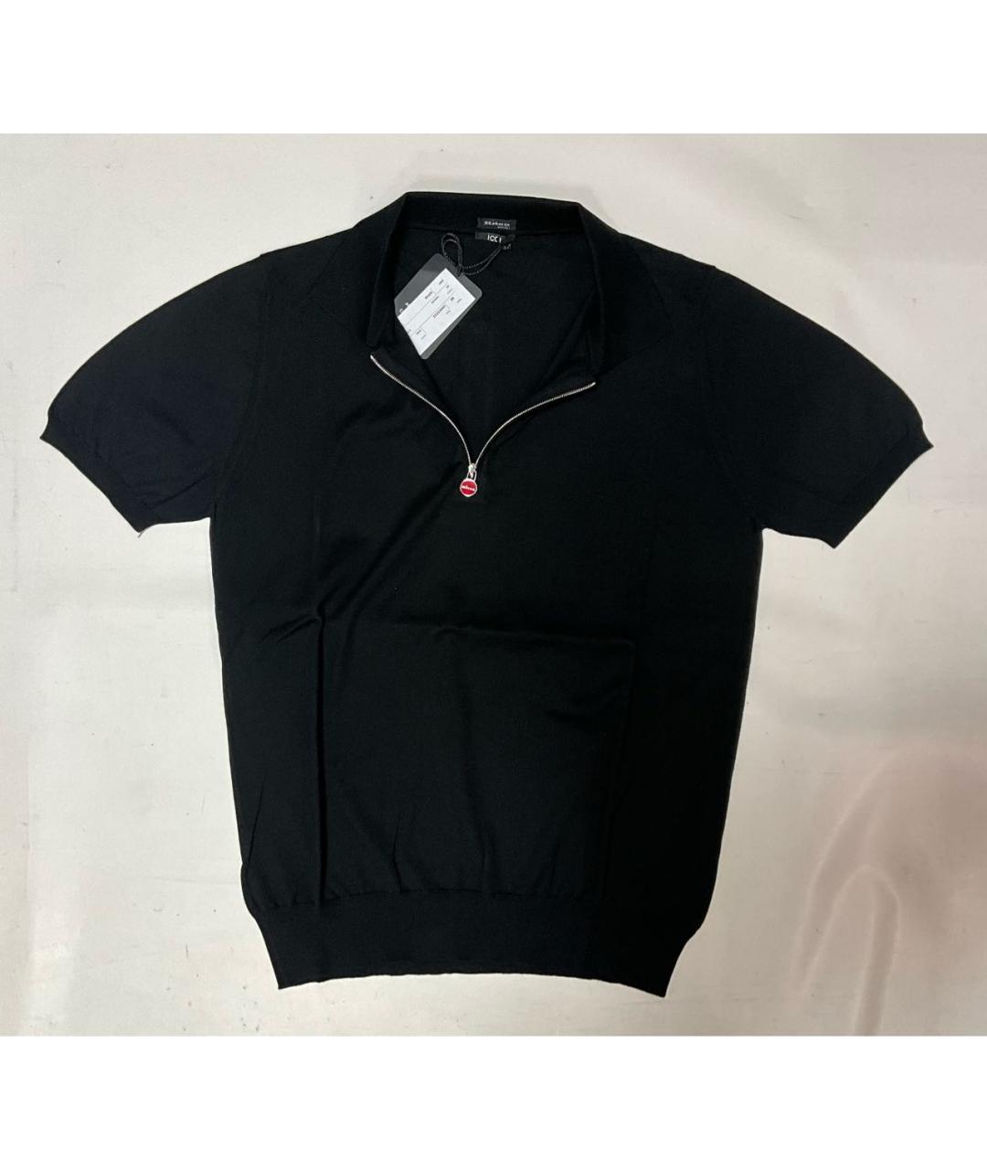 KITON Черное хлопковое поло с коротким рукавом, фото 2