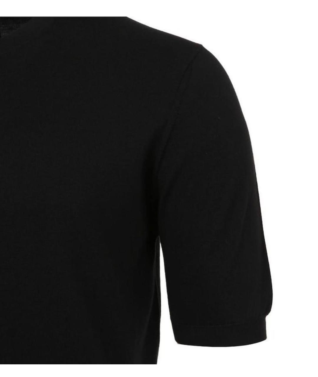 KITON Черное хлопковое поло с коротким рукавом, фото 7