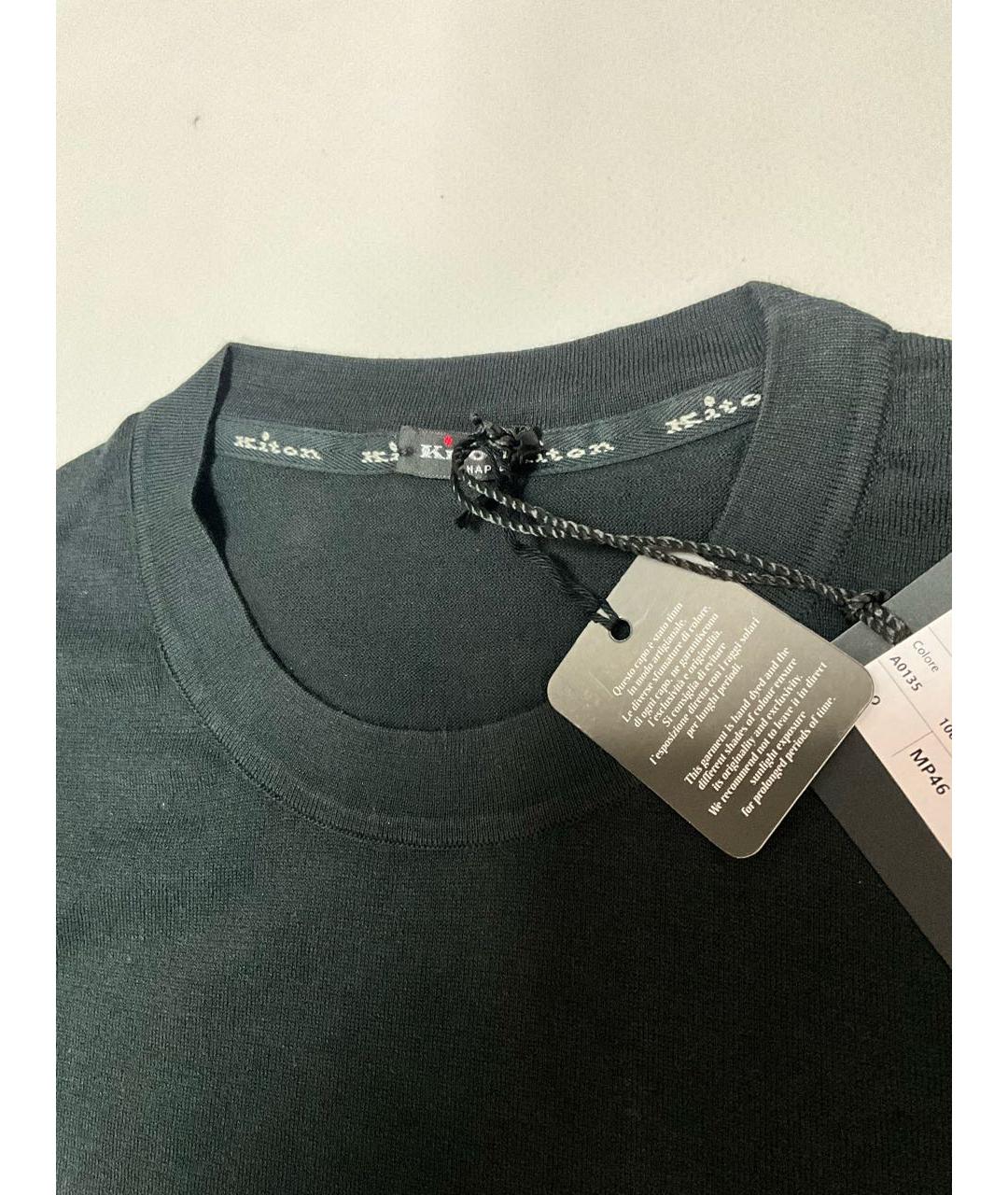 KITON Черное хлопковое поло с коротким рукавом, фото 2