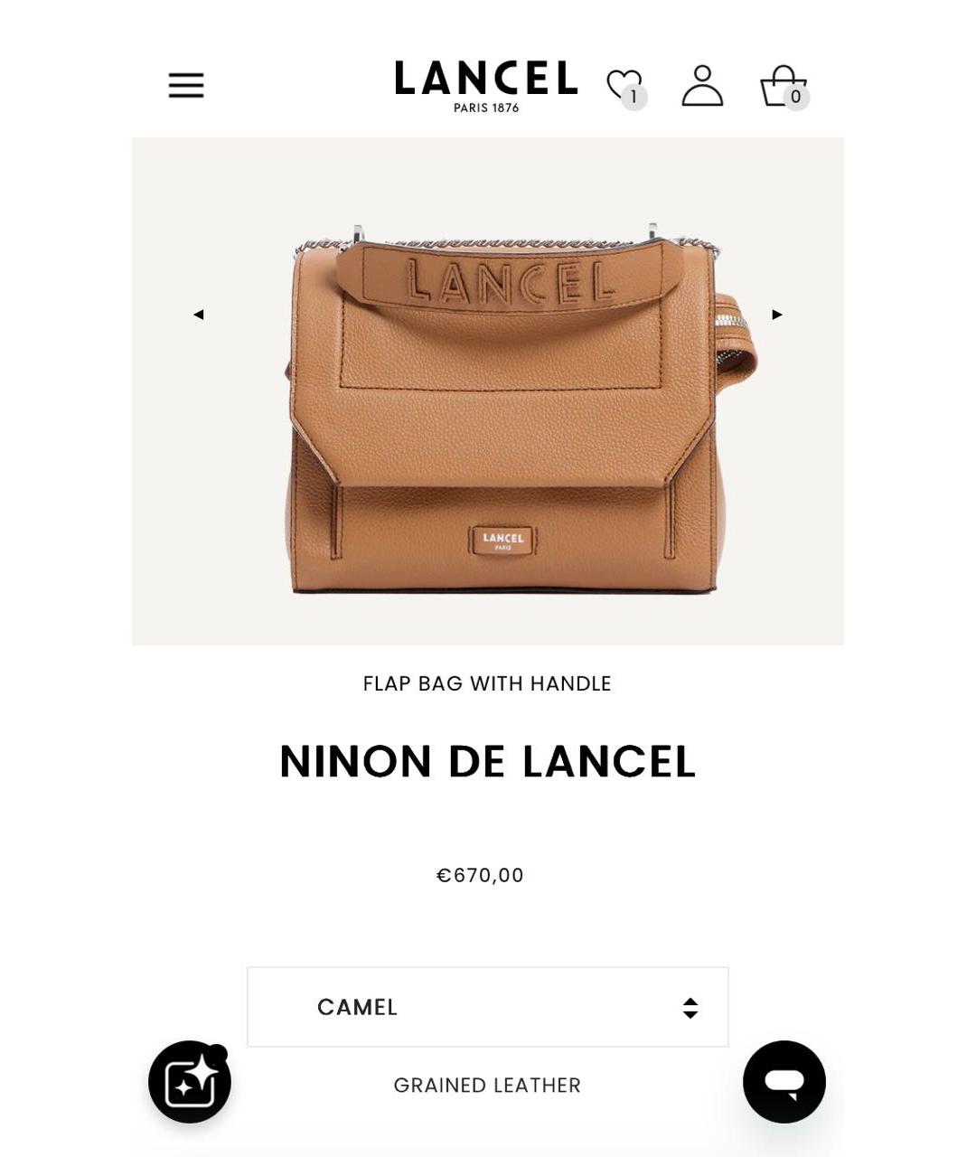 LANCEL Коричневая кожаная сумка с короткими ручками, фото 8