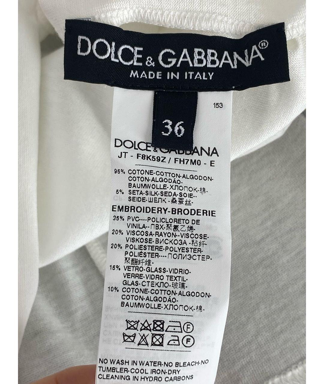 DOLCE&GABBANA Белая хлопковая футболка, фото 8