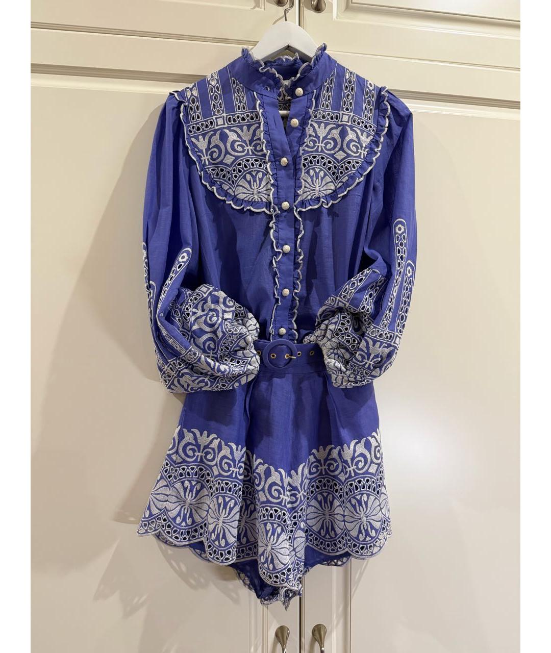 ZIMMERMANN Голубой льняной костюм с брюками, фото 9