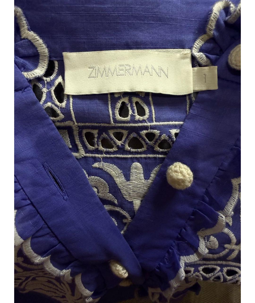 ZIMMERMANN Голубой льняной костюм с брюками, фото 3