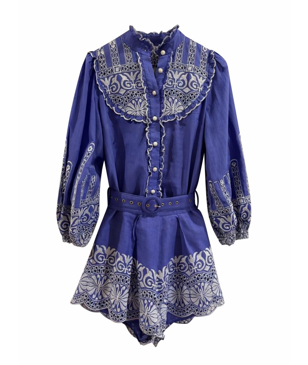 ZIMMERMANN Голубой льняной костюм с брюками, фото 1