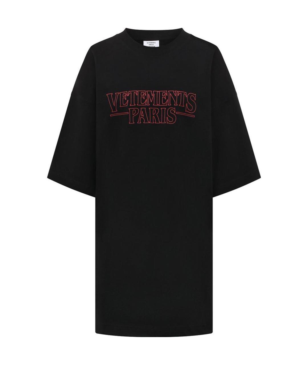 VETEMENTS Черная хлопковая футболка, фото 7