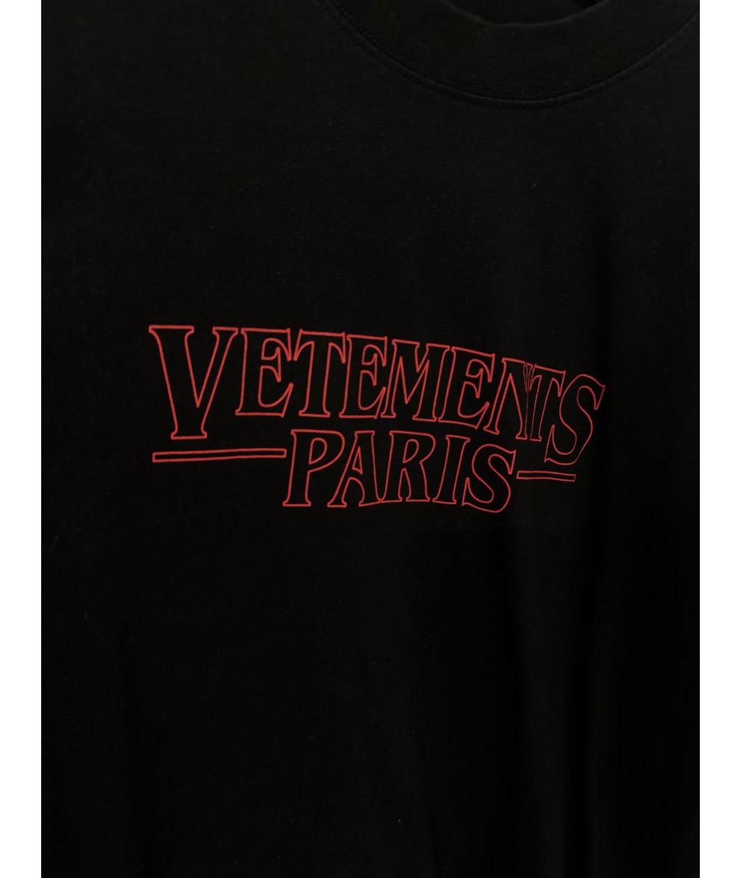 VETEMENTS Черная хлопковая футболка, фото 3