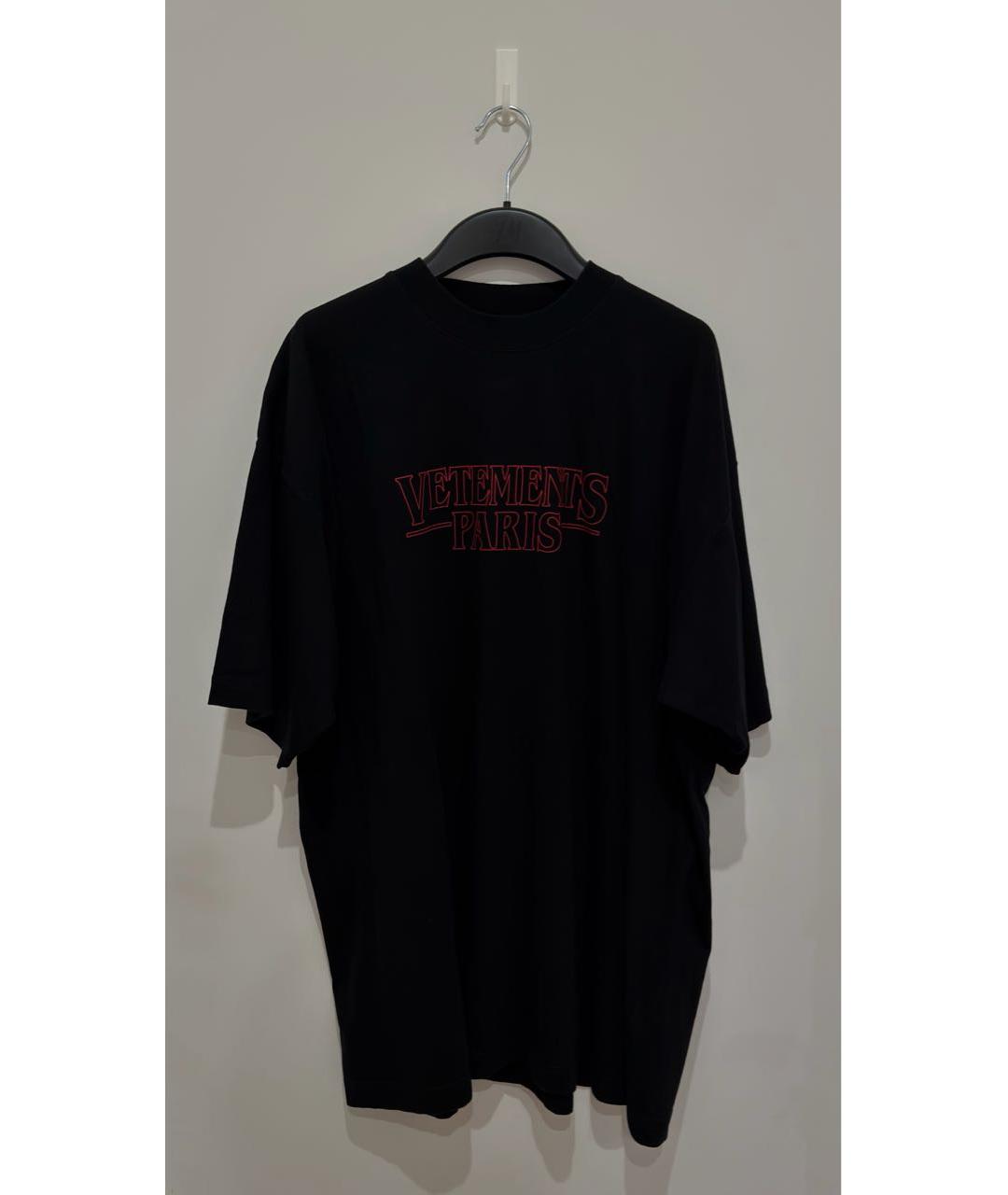 VETEMENTS Черная хлопковая футболка, фото 2