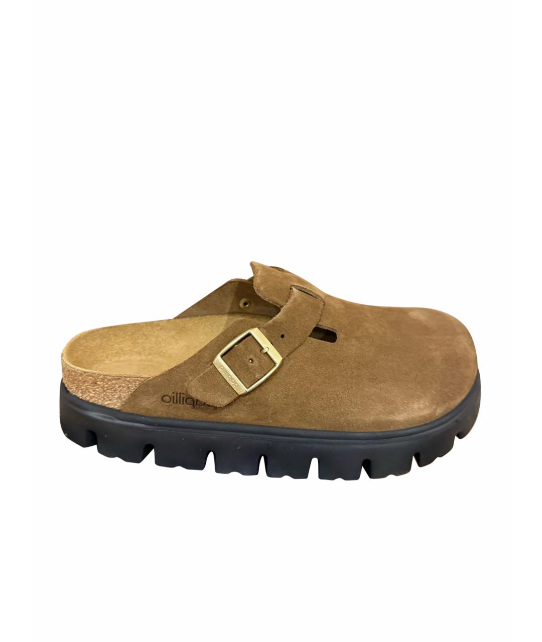 BIRKENSTOCK Коричневые замшевые мюли, фото 1
