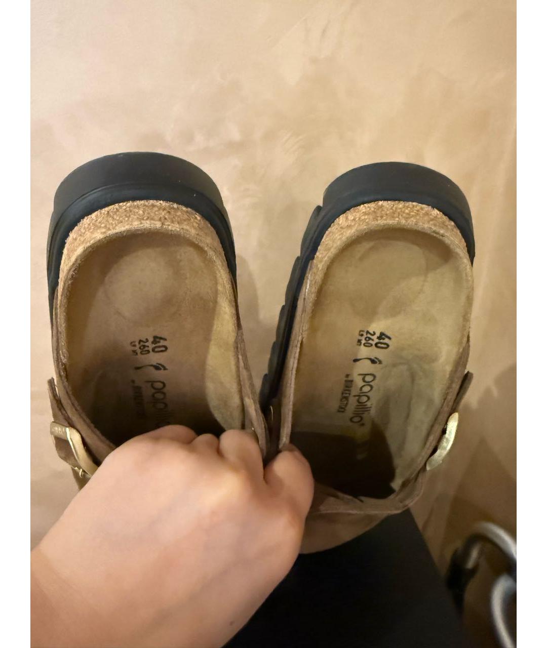 BIRKENSTOCK Коричневые замшевые мюли, фото 7