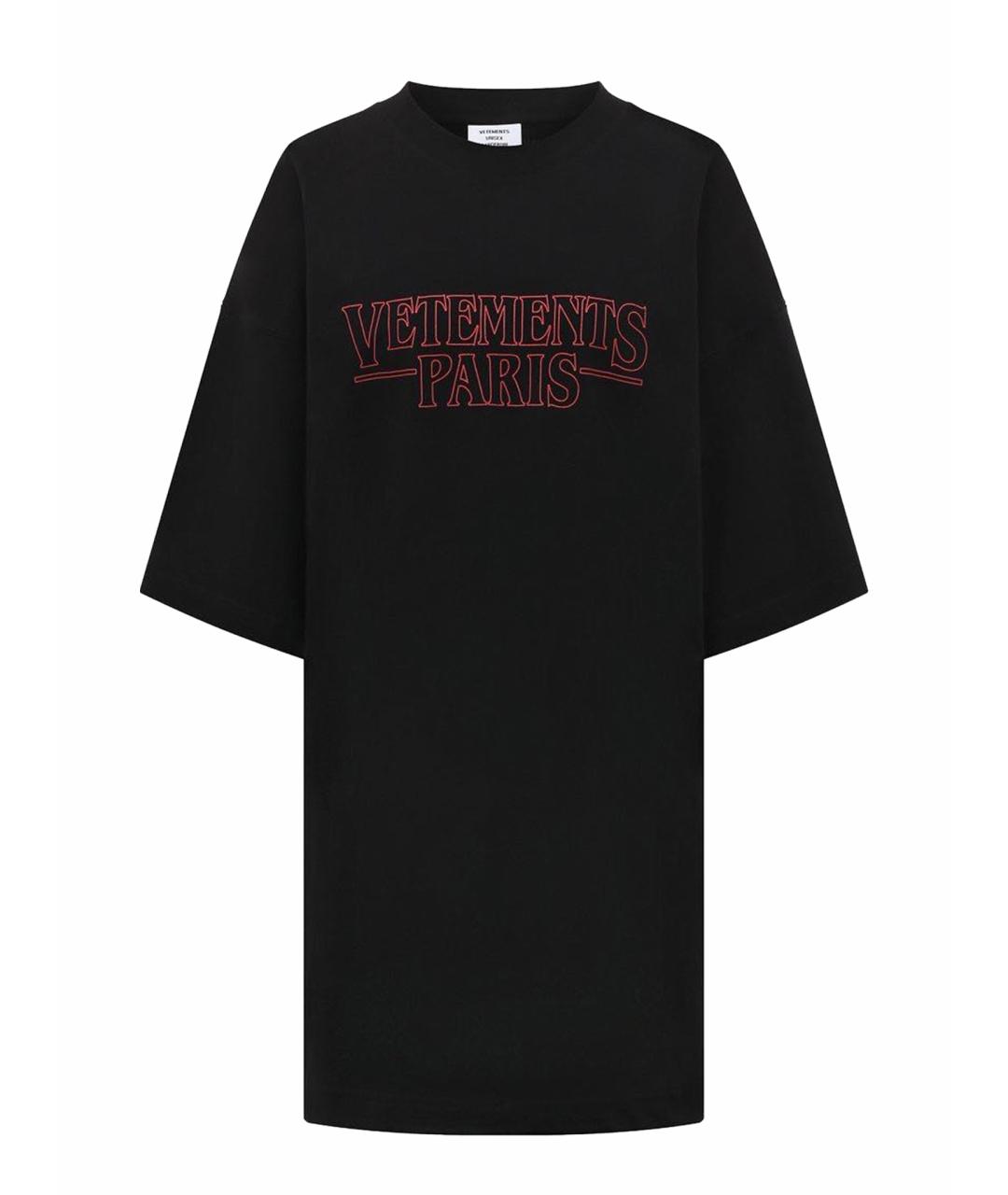 VETEMENTS Черная хлопковая футболка, фото 1