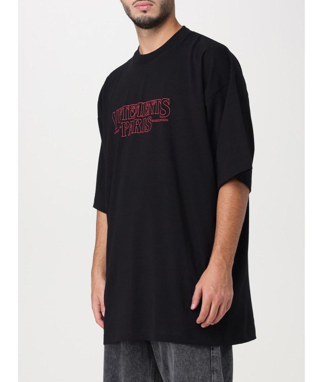 VETEMENTS Черная хлопковая футболка, фото 6