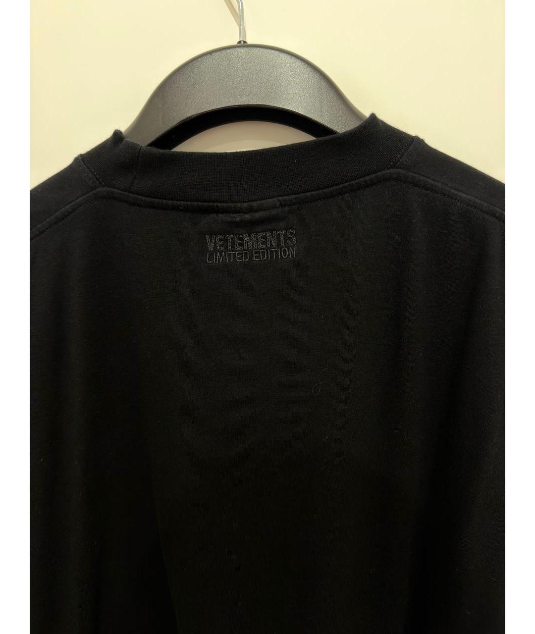 VETEMENTS Черная хлопковая футболка, фото 5