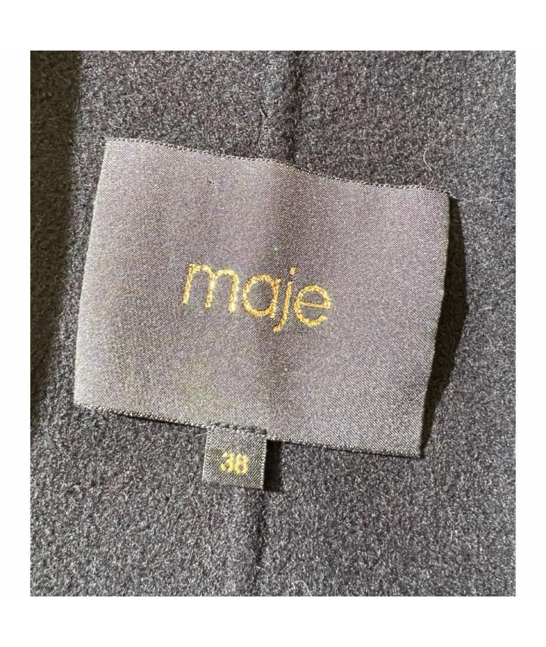 MAJE Черное шерстяное пальто, фото 6