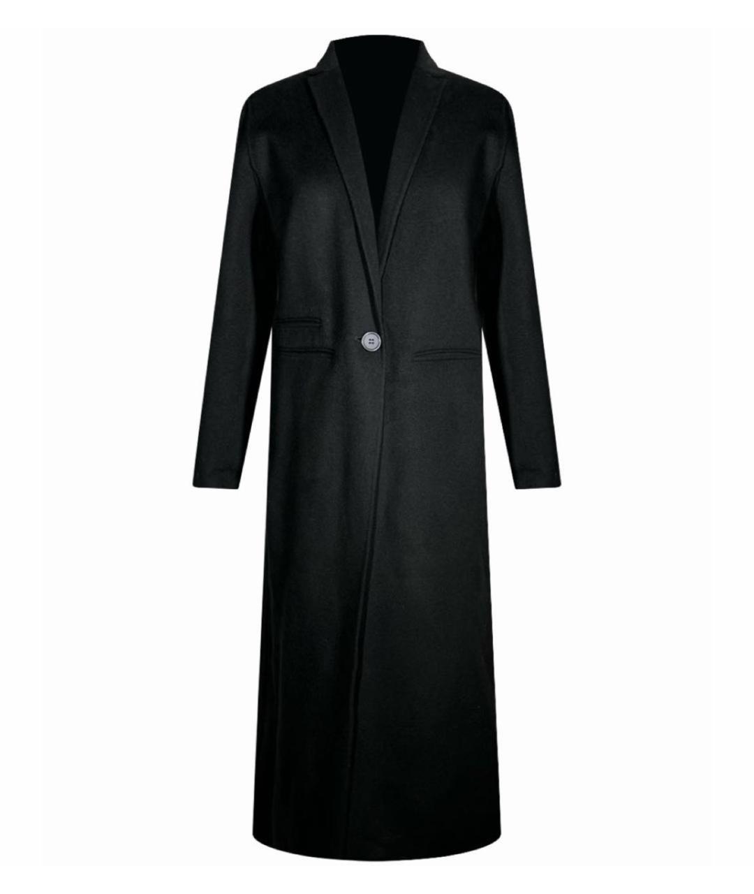 MAJE Черное шерстяное пальто, фото 9