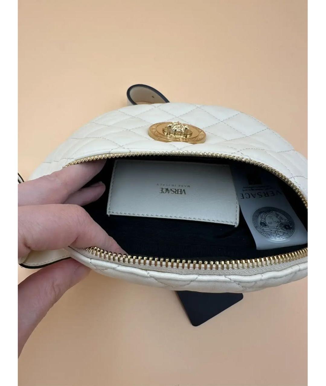 VERSACE Бежевая кожаная поясная сумка, фото 2