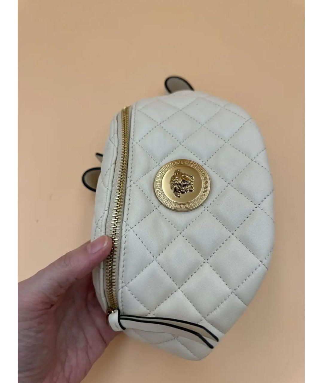 VERSACE Бежевая кожаная поясная сумка, фото 7