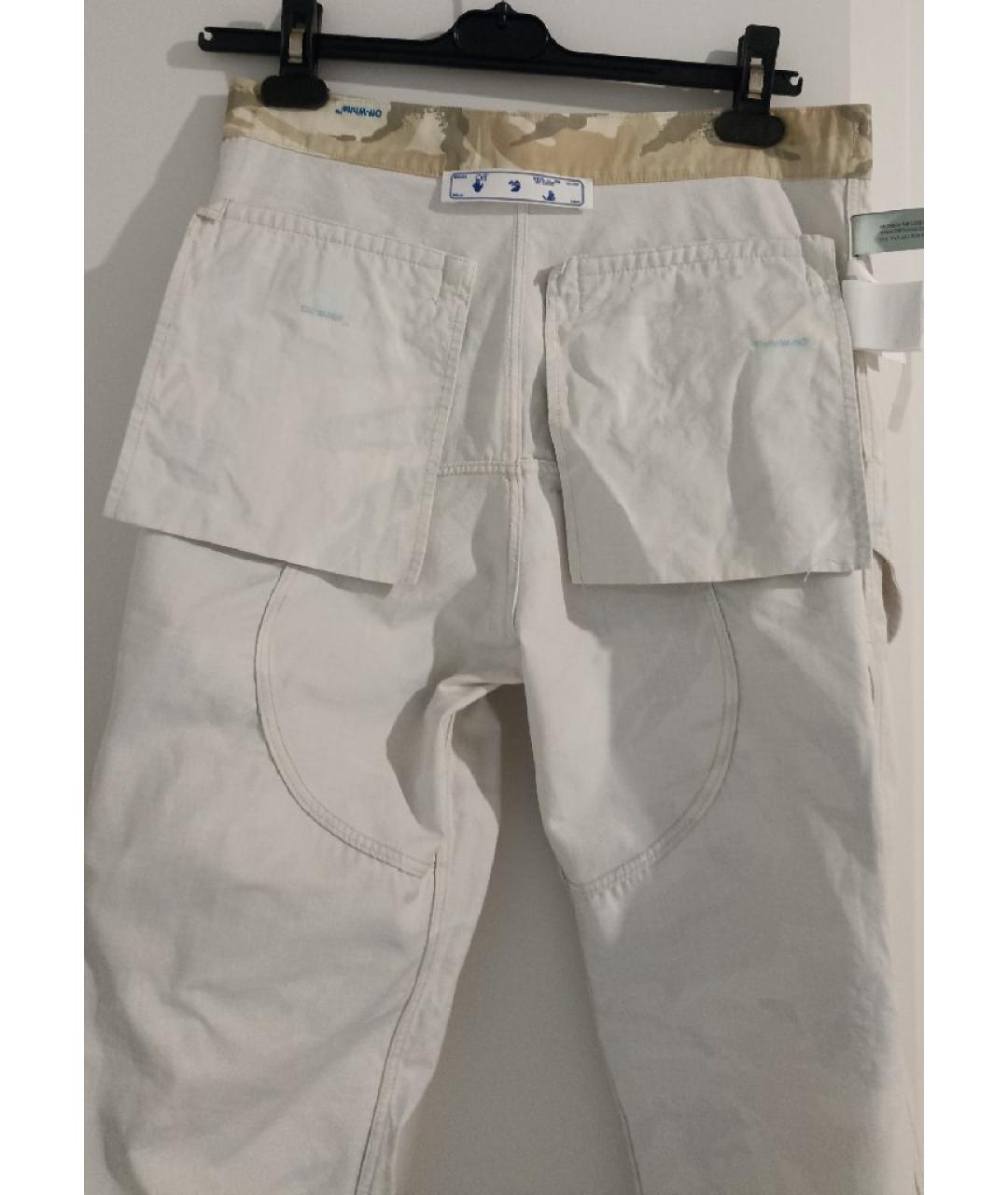 OFF-WHITE Бежевые хлопковые повседневные брюки, фото 3