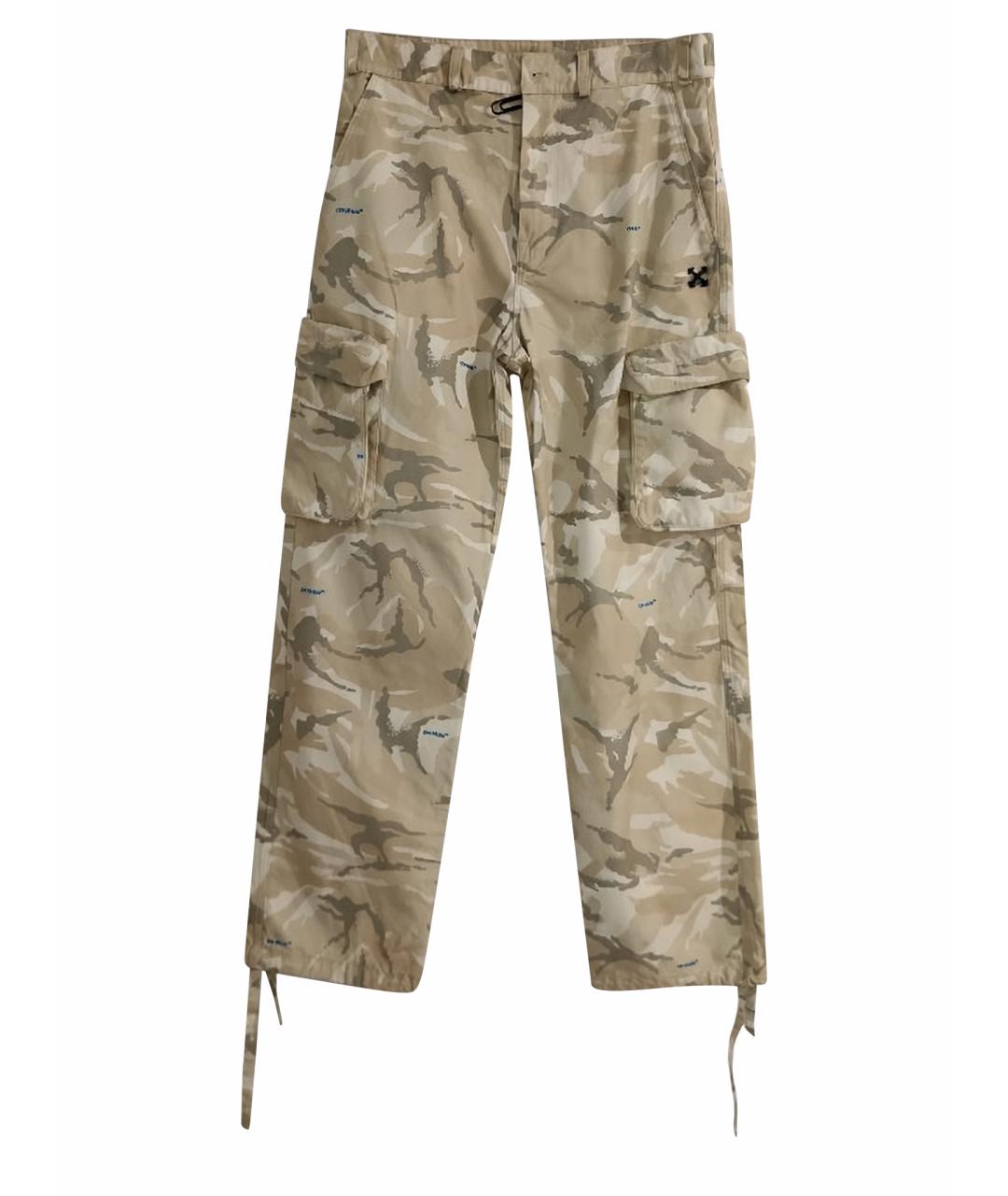 OFF-WHITE Бежевые хлопковые повседневные брюки, фото 1