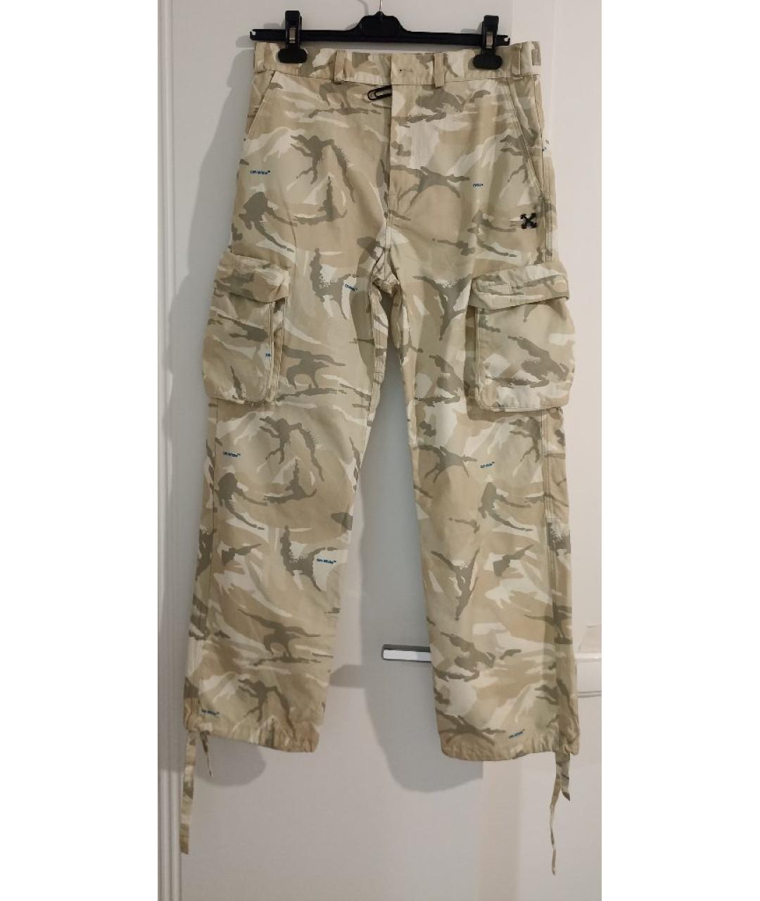OFF-WHITE Бежевые хлопковые повседневные брюки, фото 10