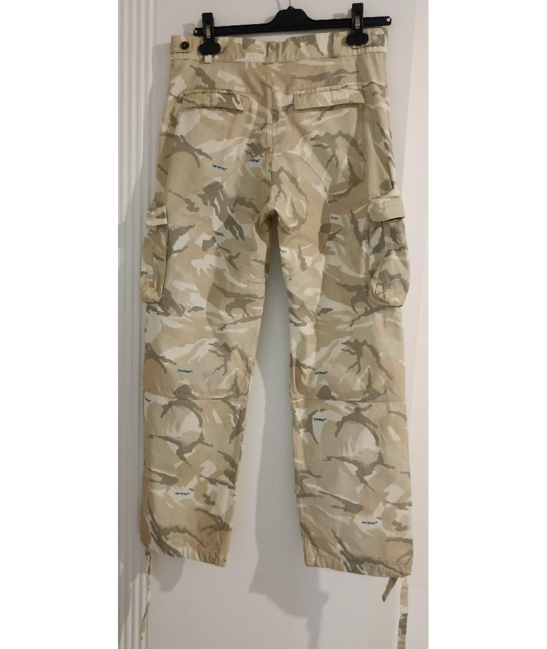 OFF-WHITE Бежевые хлопковые повседневные брюки, фото 2