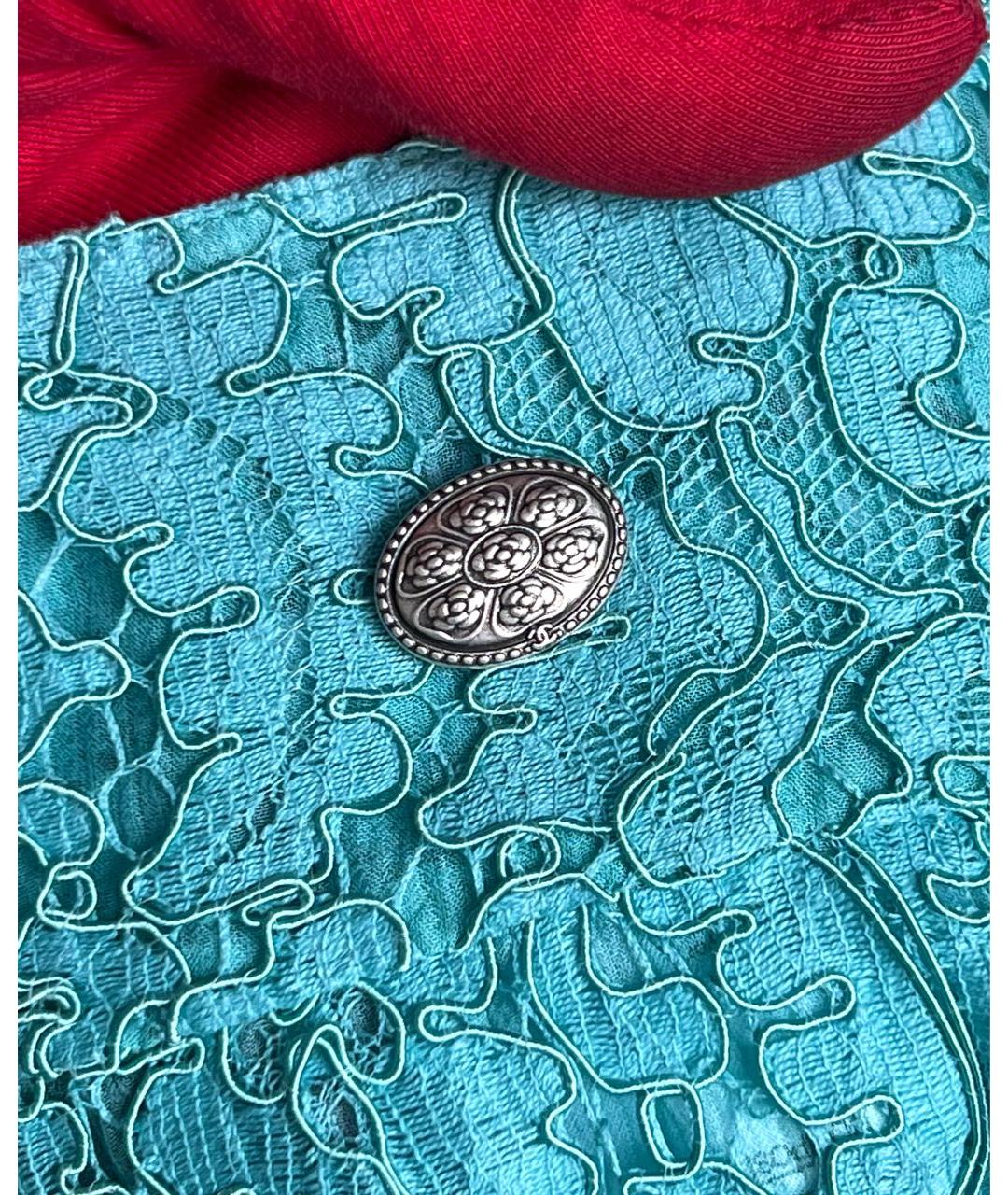 CHANEL Бирюзовый кружевной костюм с юбками, фото 4