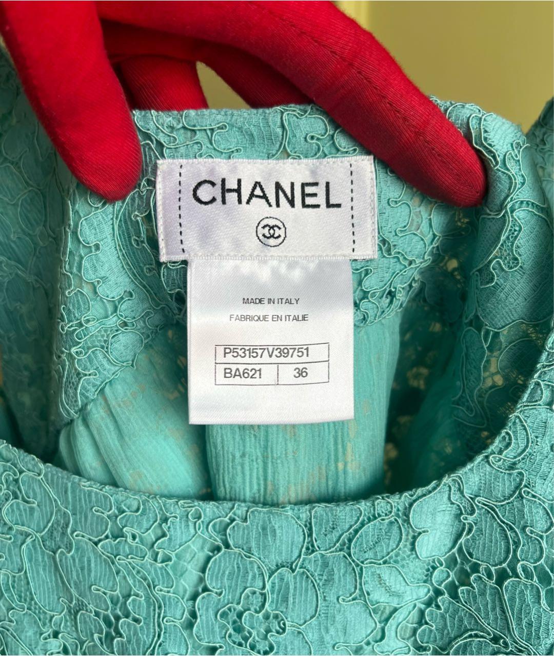 CHANEL Бирюзовый кружевной костюм с юбками, фото 8