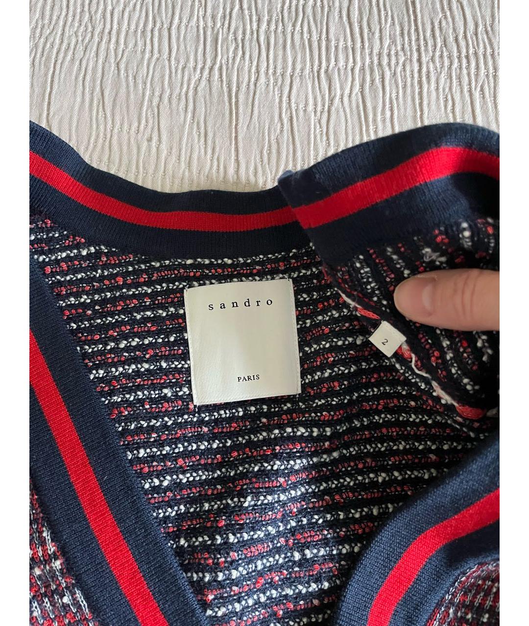 SANDRO Бордовый шерстяной кардиган, фото 6